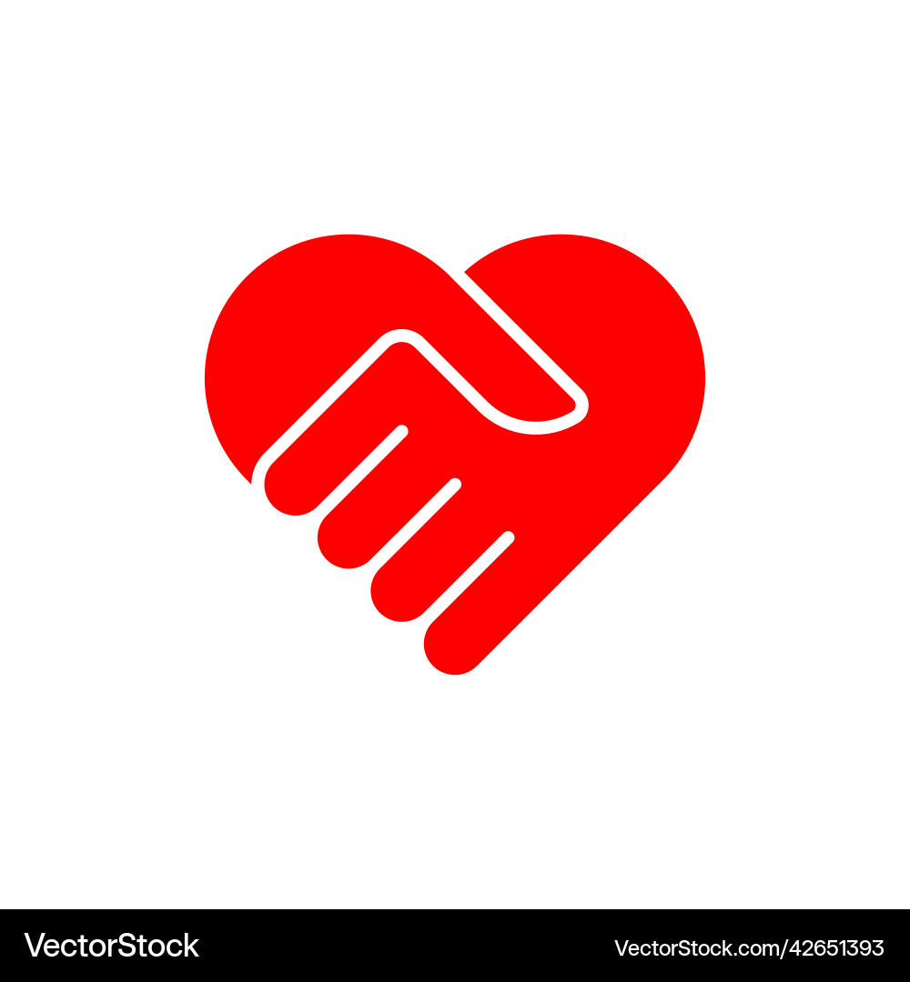 Love hand care red symbol logo vector image