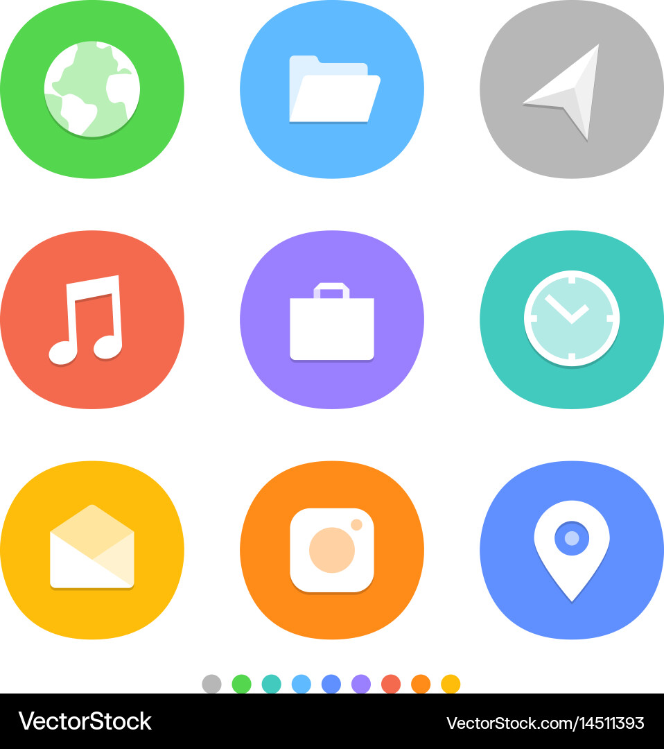 Modern smartphone icons set different color web vector image