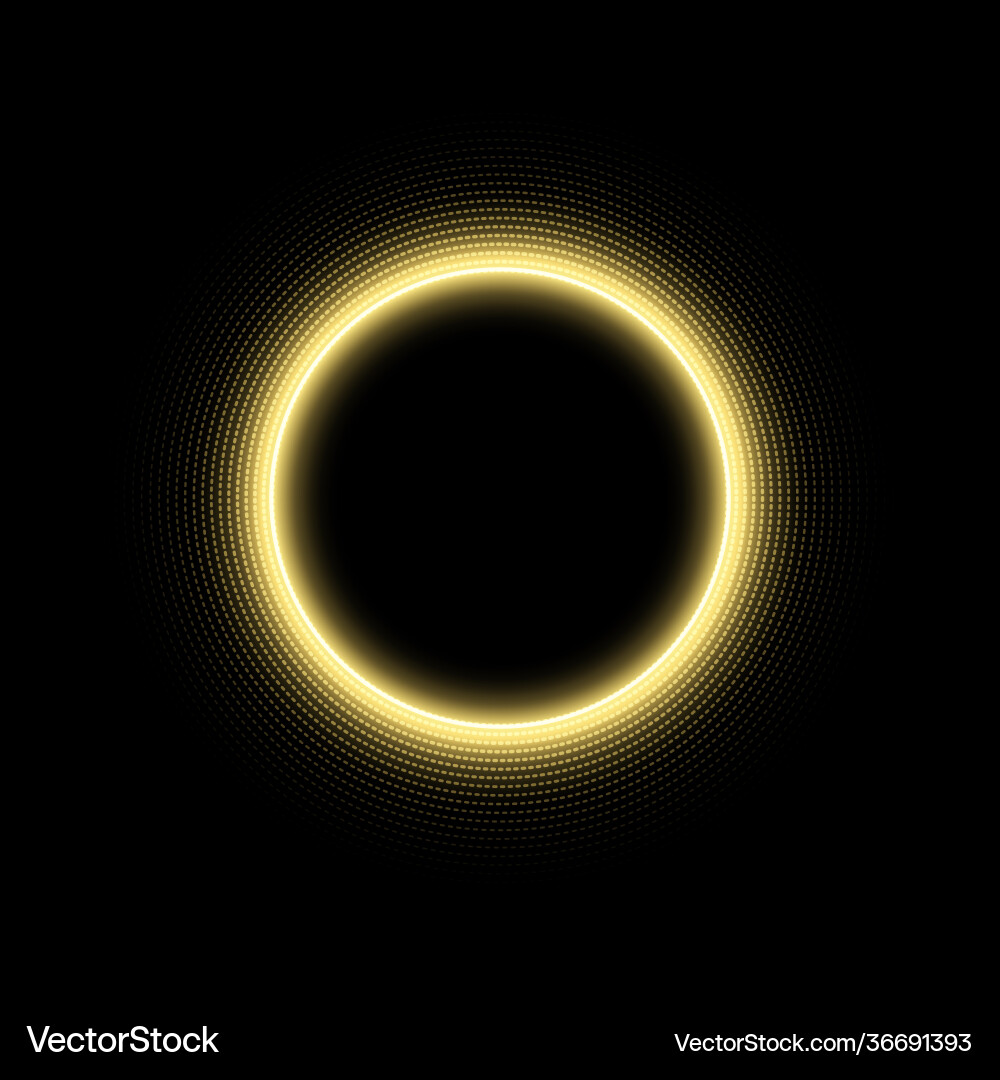Round gold frame with line effect circle glowing vector image