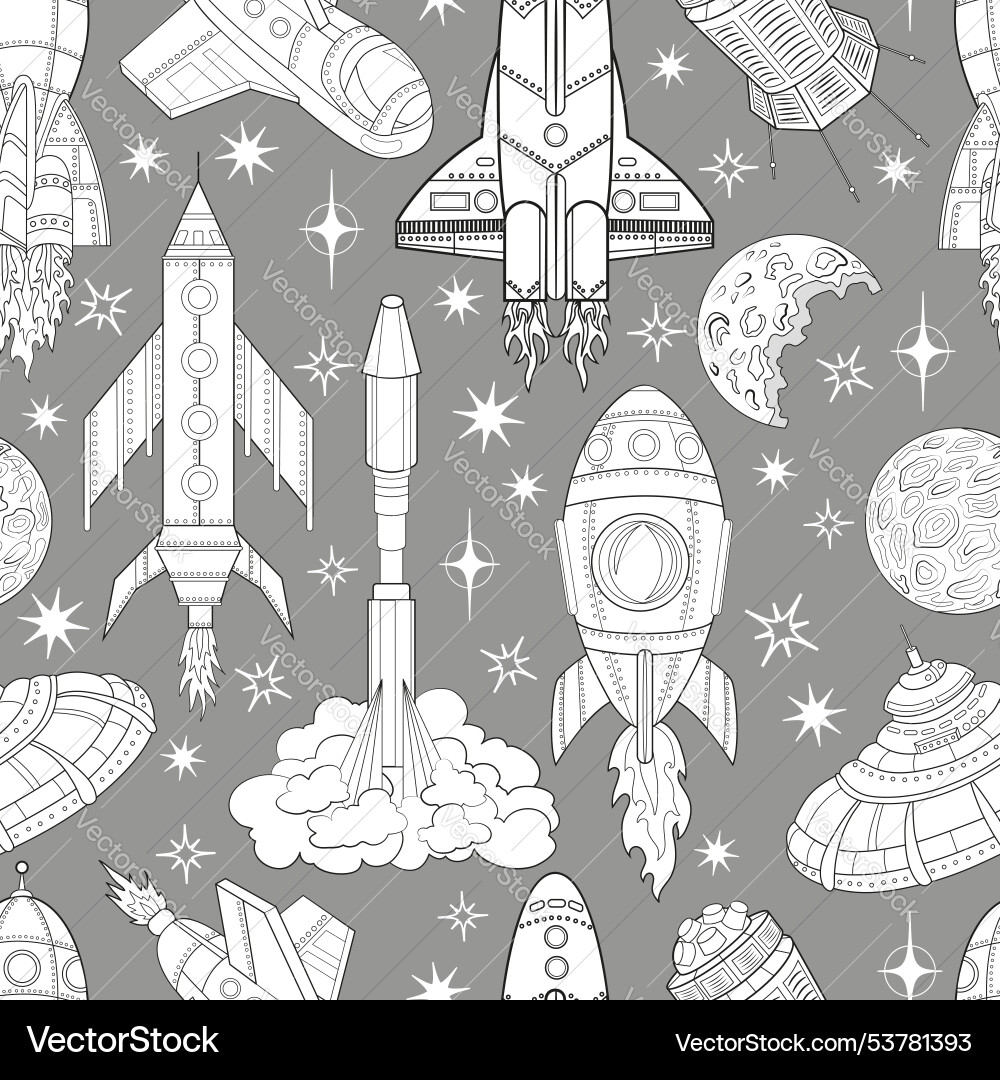 Seamless pattern with retro space objects Seamless pattern with retro space objects vector image