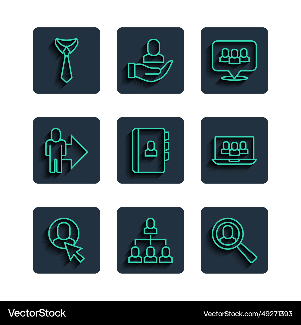 Set line worker employee hierarchy magnifying Set line worker employee hierarchy magnifying vector image