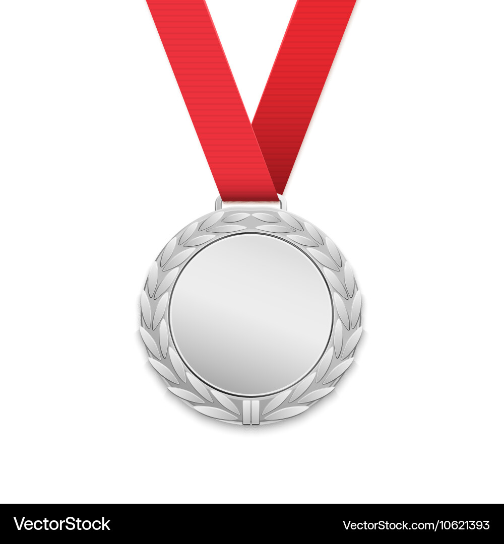 Silver medal isolated on white background Vector Image