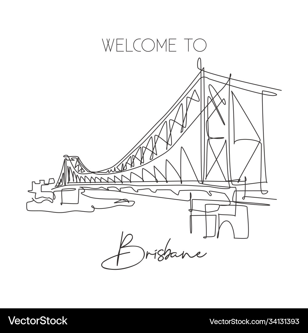 Single continuous line drawing story bridge Vector Image