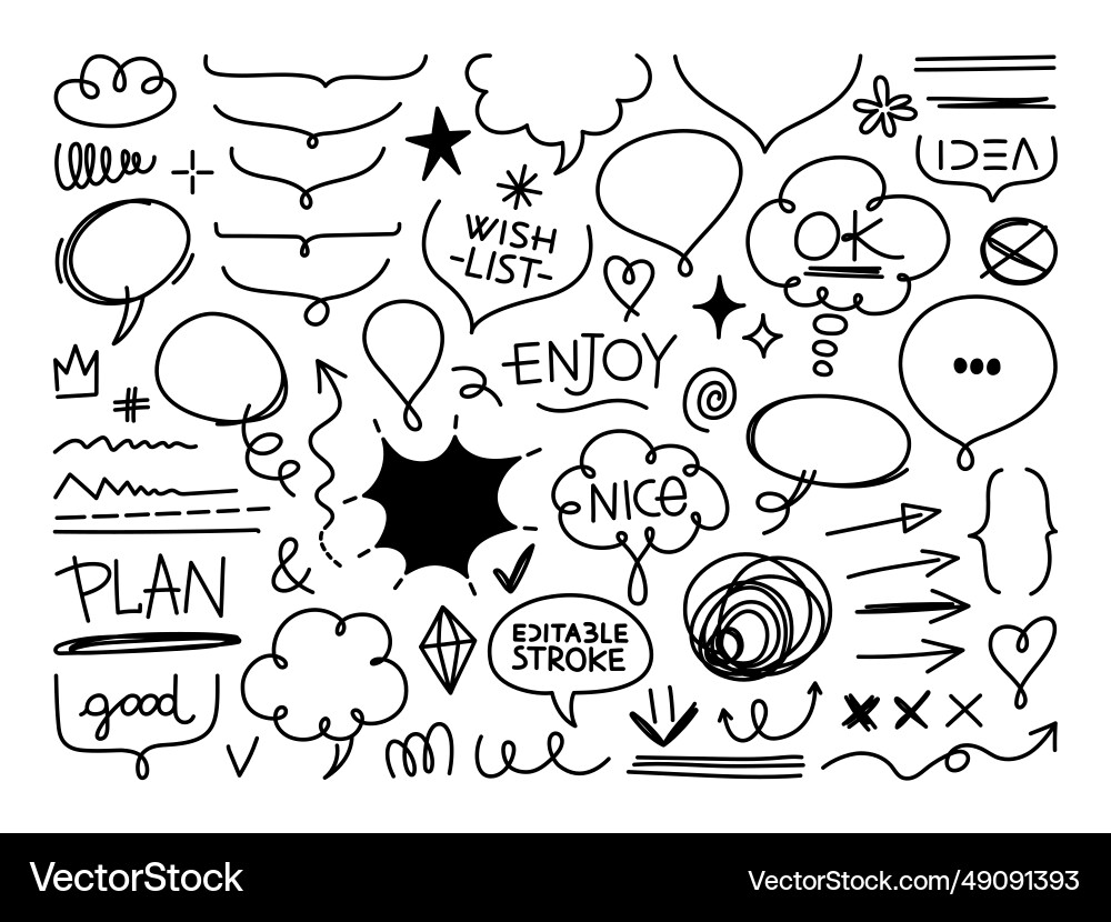 Sketch element line set abstract nature Sketch element line set abstract nature vector image