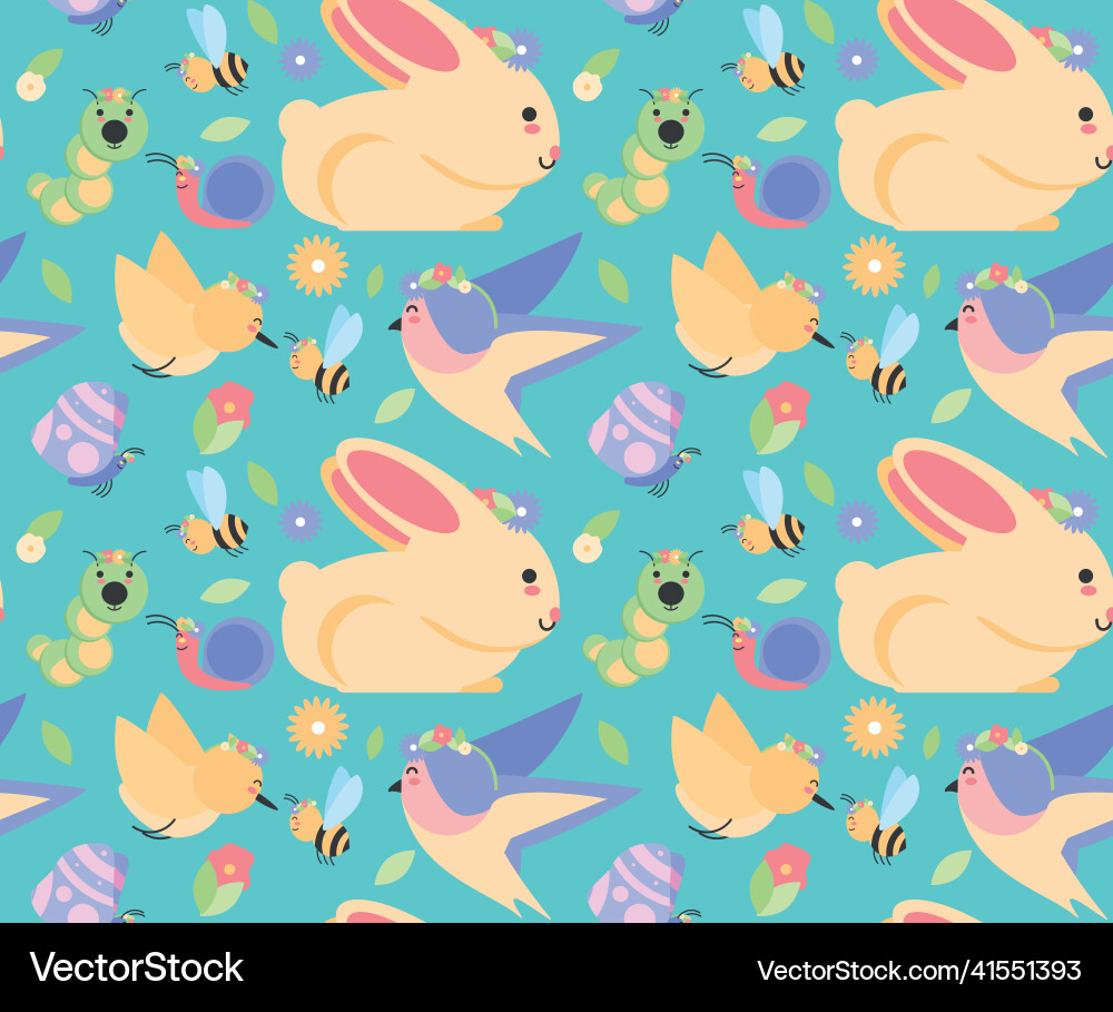 Spring animals pattern Vector Image