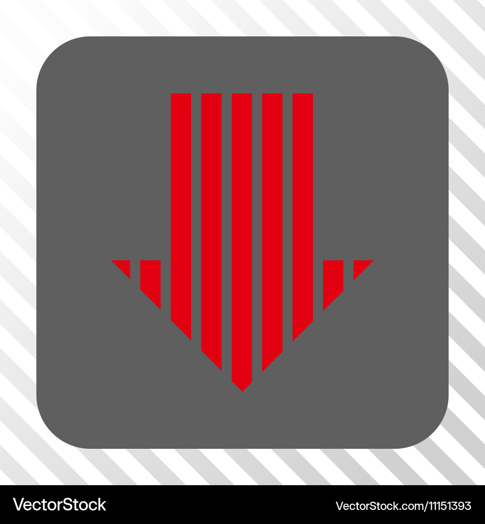 Stripe arrow down rounded square button vector image