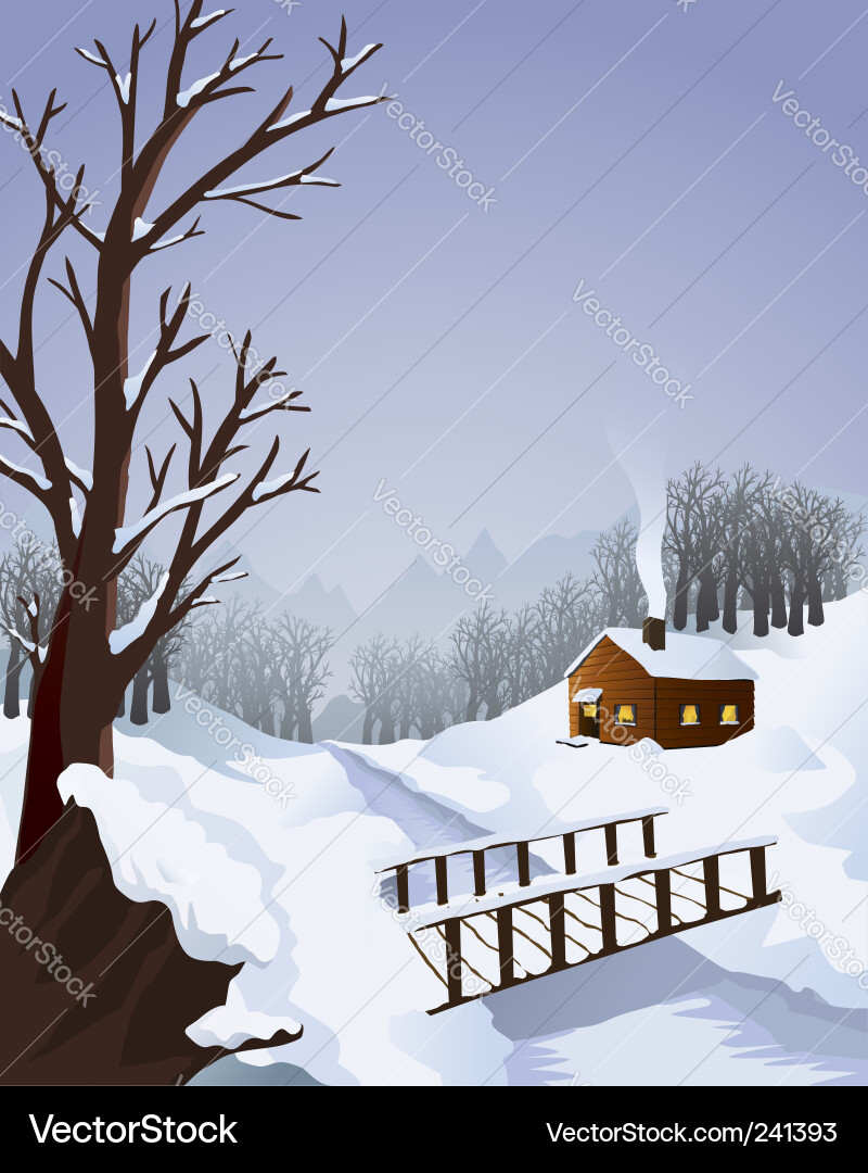 Winter Wald Cottage vektorbild