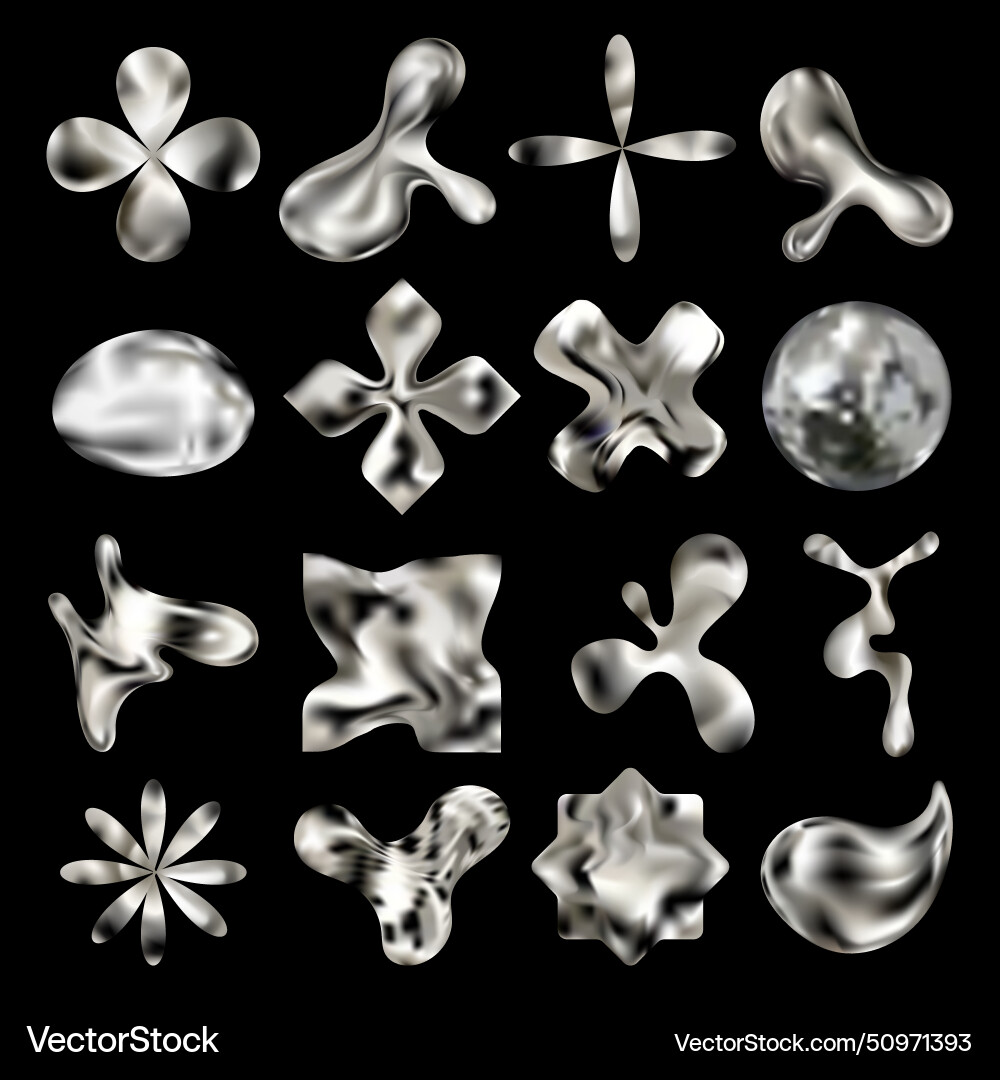 Y2k chrome elements collection for design Y2k chrome elements collection for design Vector Image