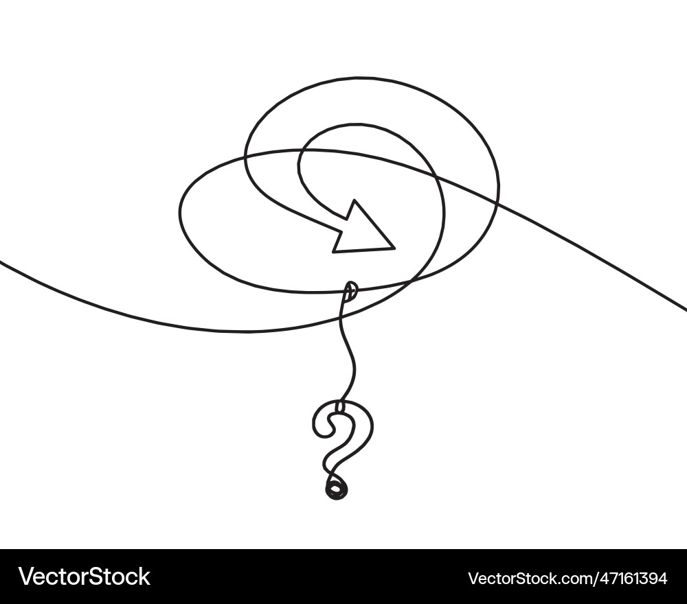 Abstract continuous lines arrows and question vector image