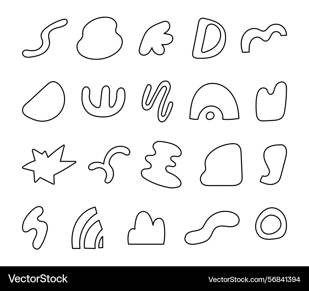 Abstract shape set with curved and different forms vector image