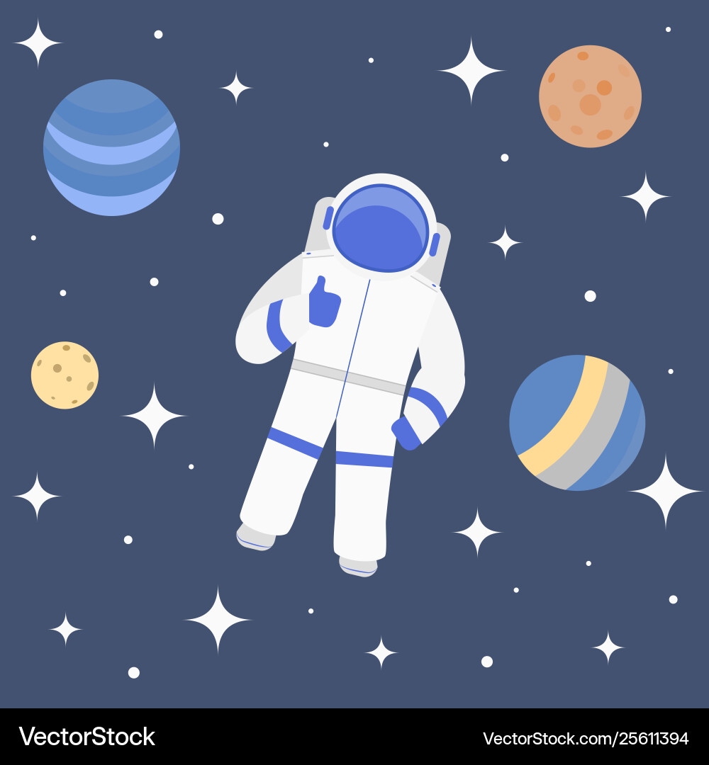 Cartoon Charakter kosmonaut auf kosmische Reise Cartoon Charakter kosmonaut auf kosmische Reise Vektorbild