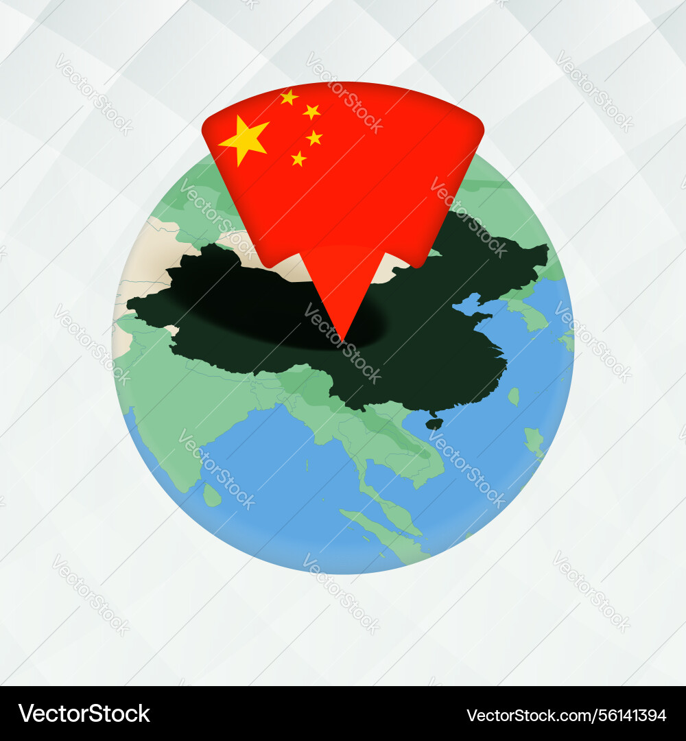 China map highlighted with flag marker China map highlighted with flag marker Vector Image