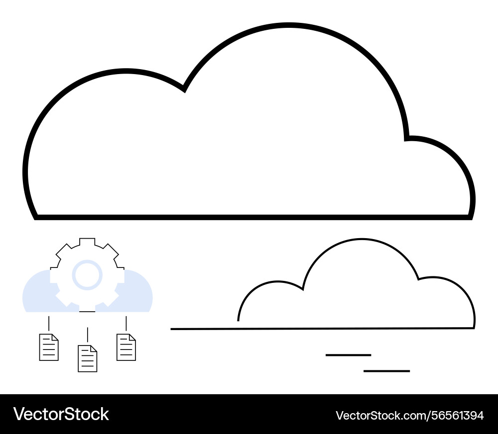 Cloud computing concept with gear data files Cloud computing concept with gear data files Vector Image