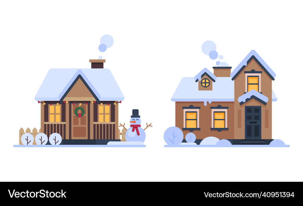 Country house in winter season with chimney Country house in winter season with chimney vector image