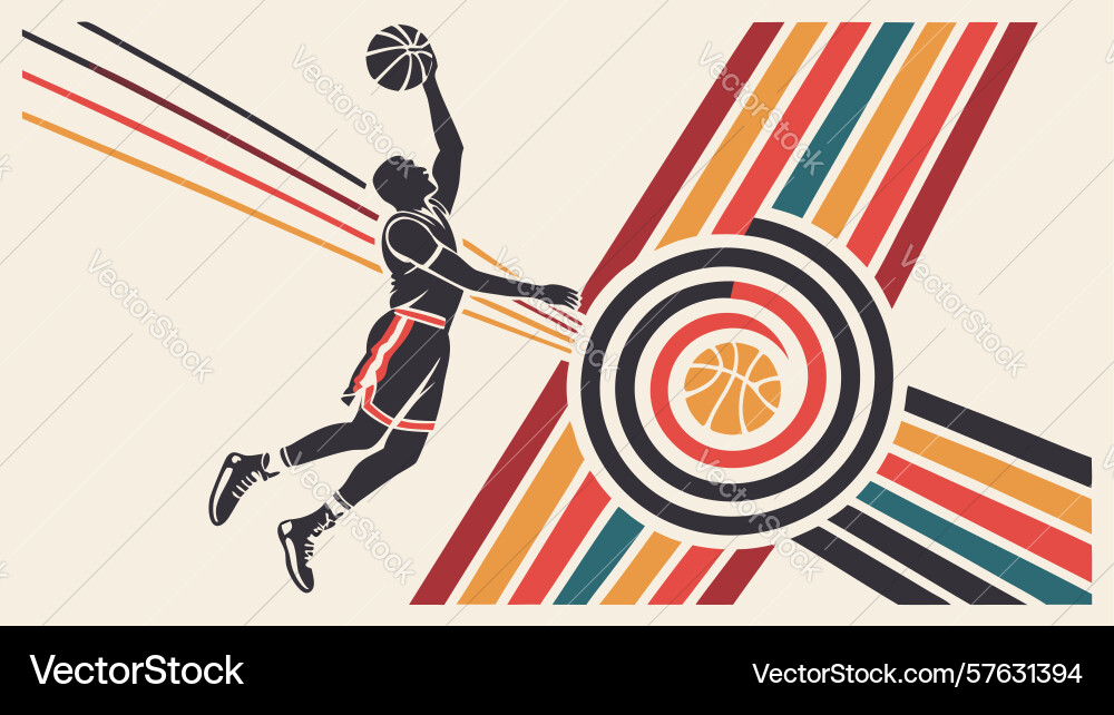 Dynamic basketball action abstract design vector image