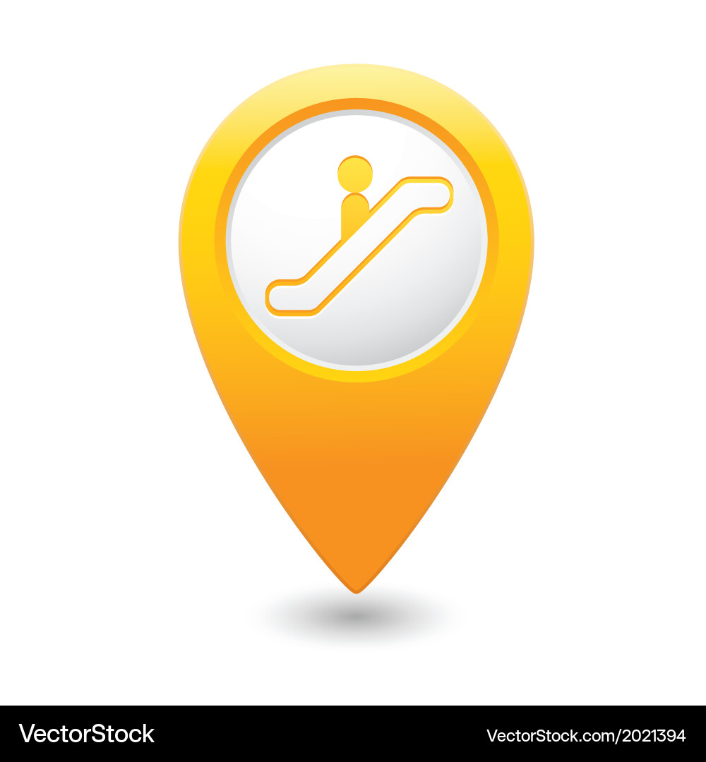 Escalator icon yellow map pointer Vector Image