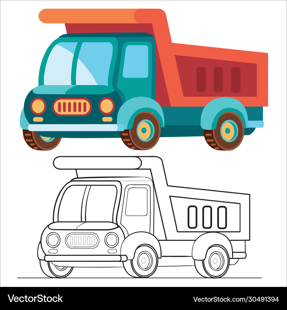 Flat and blue lorry in style isolated object Flat and blue lorry in style isolated object vector image