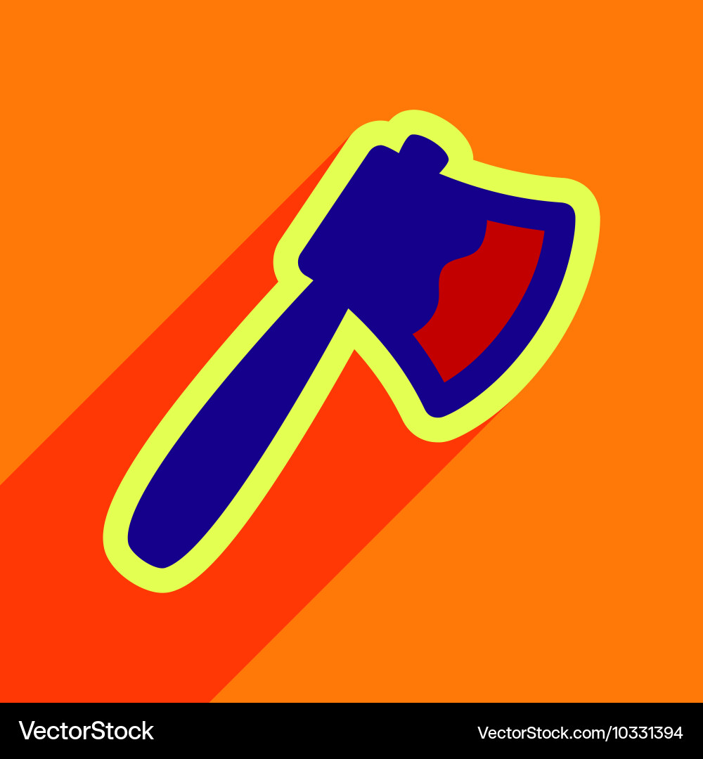 Flat with shadow icon axe on a colored background Vector Image