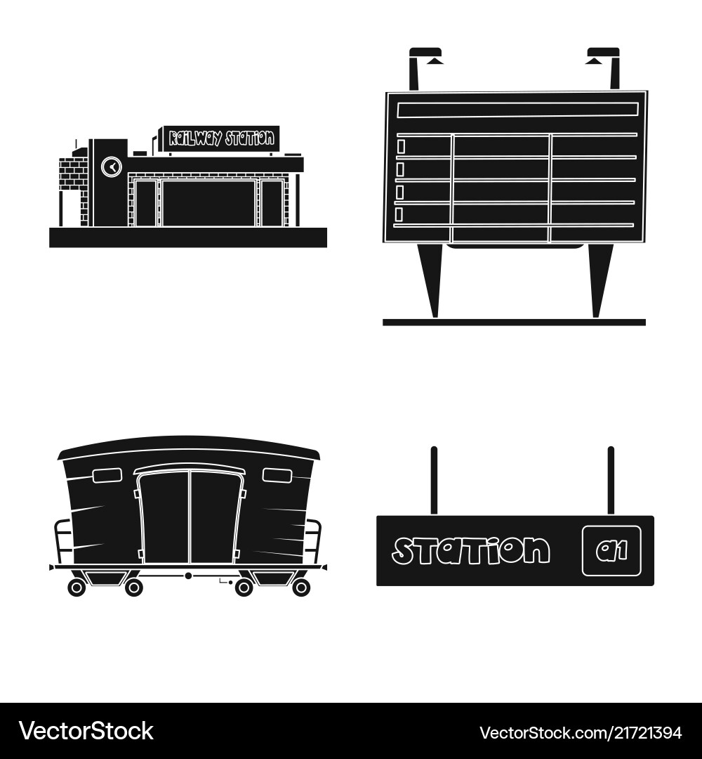 Isolated object of train and station icon set Isolated object of train and station icon set vector image