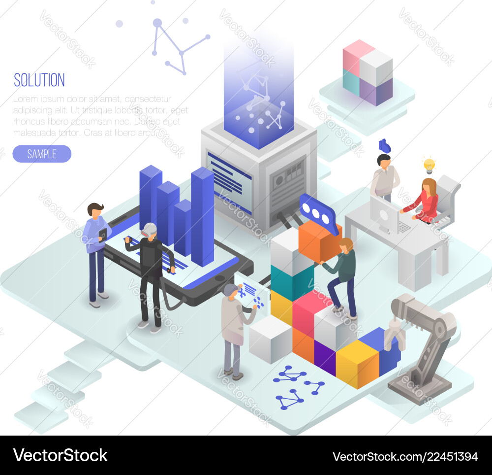 Isometric Solution Concepts Background vector image