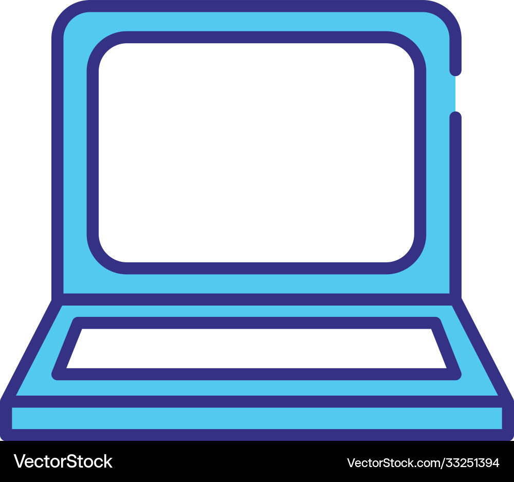 Laptop computer portable device line and fill vector image