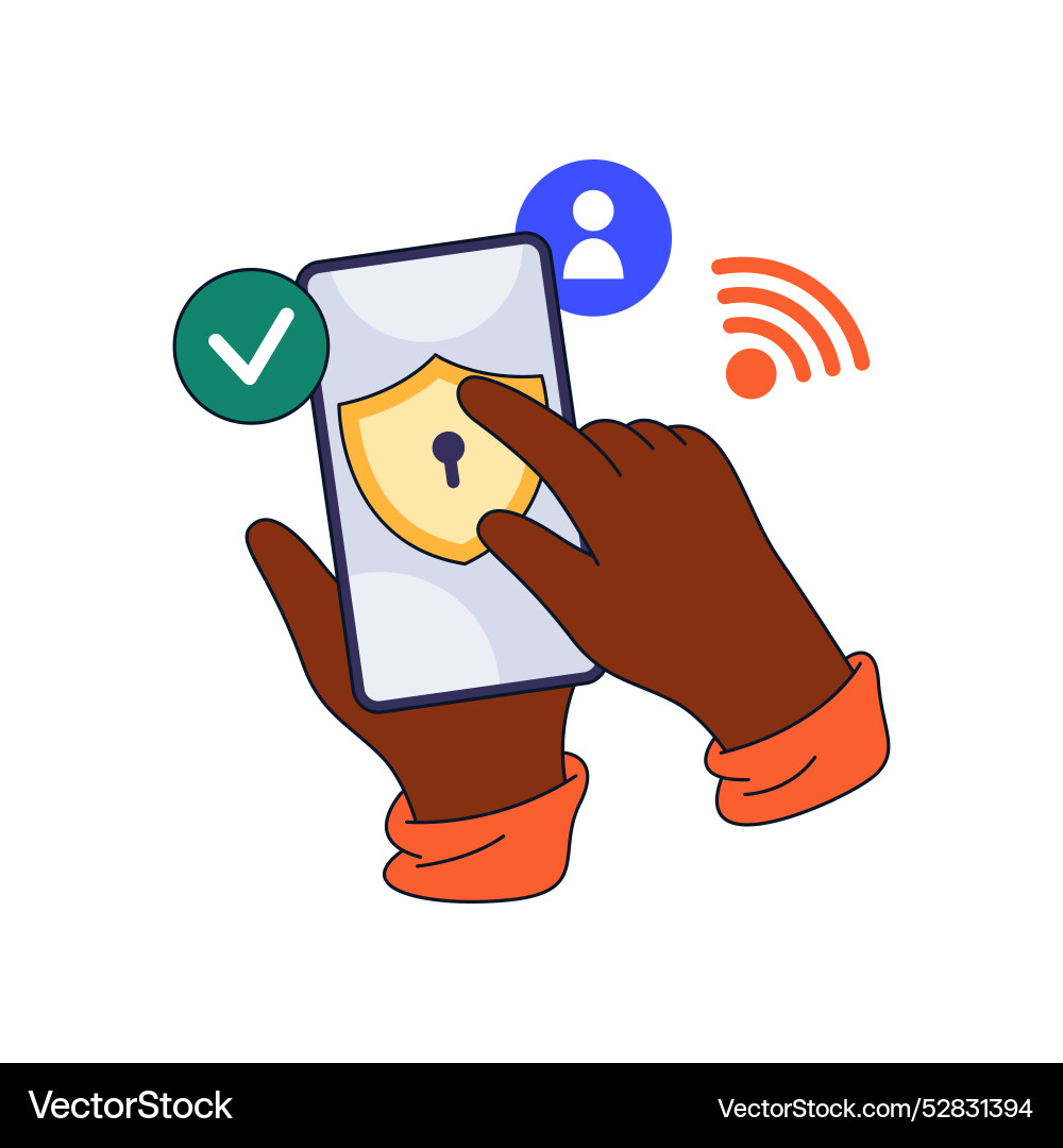 Locking personal data on phone in internet Locking personal data on phone in internet vector image