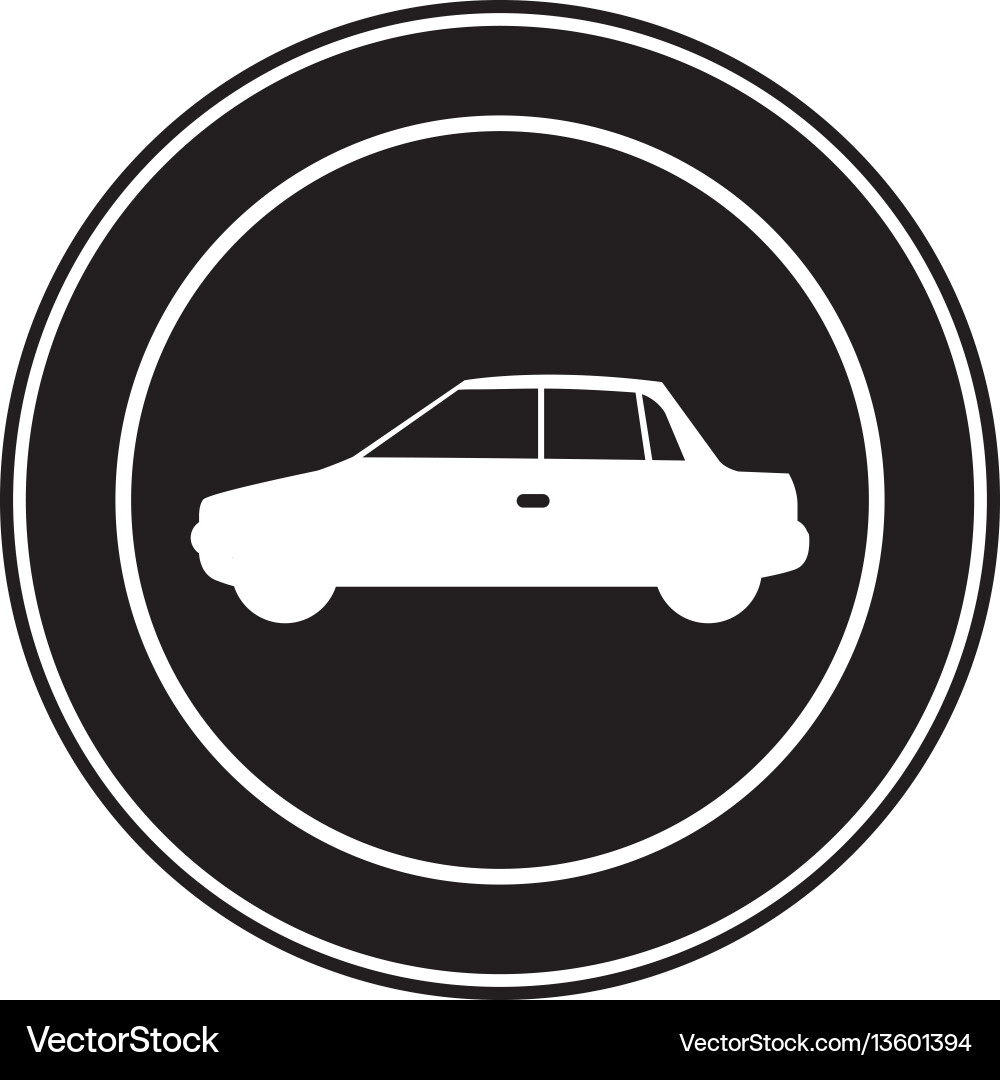 Monochrome circular frame with automobile in side vector image
