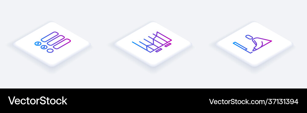 Set isometric line task list pie chart Set isometric line task list pie chart vector image