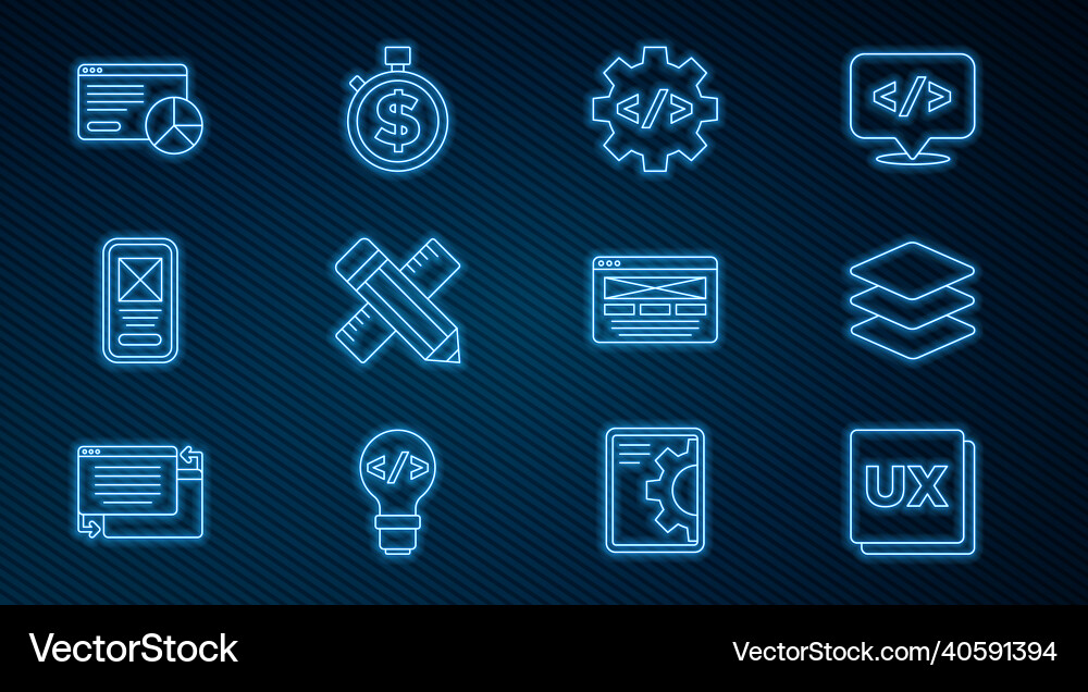 Set line ui or ux design layers front end Set line ui or ux design layers front end vector image