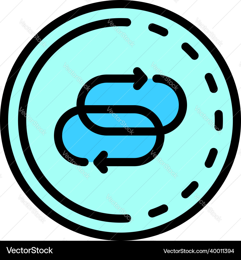 Two refresh signs in a circle icon color outline Two refresh signs in a circle icon color outline vector image