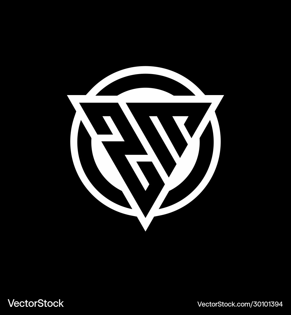 Zm logo with negative space triangle shape vector image