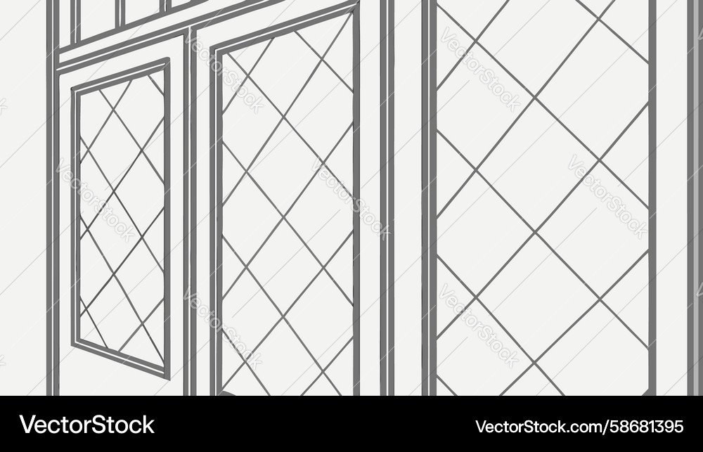 Architectural window frame with linear geometric Vector Image