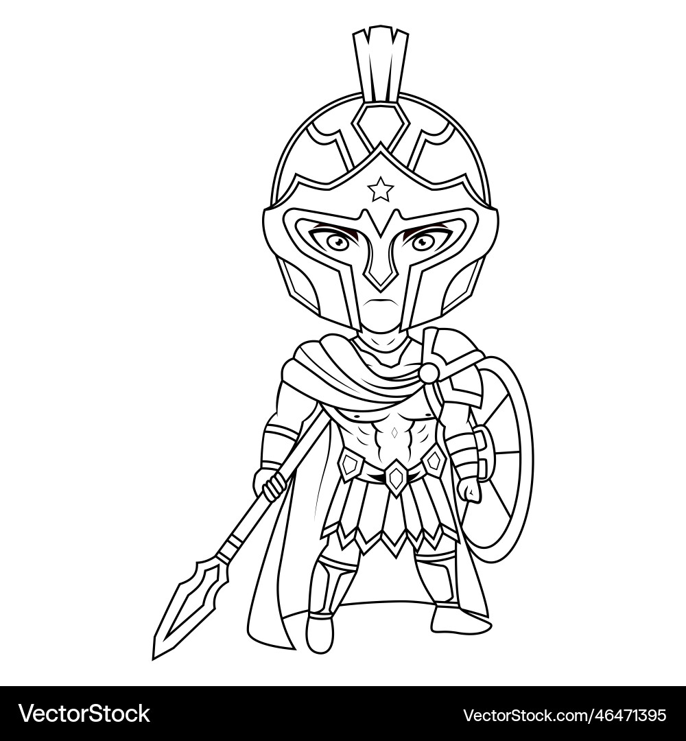Ares chibi mascot line art – Royalty-Free Vector | VectorStock, image size:1000x1080