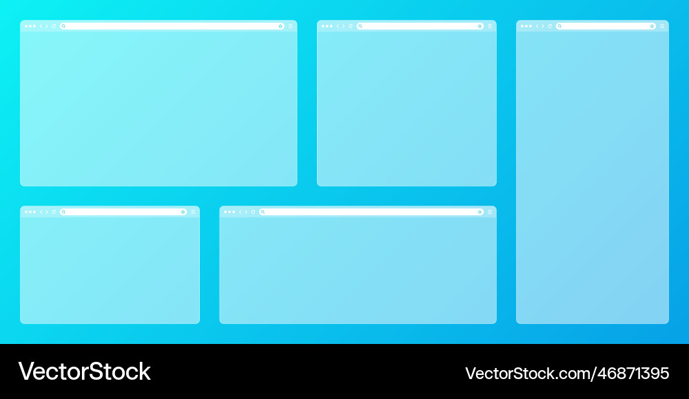 Blank transparent web browser window with toolbar Blank transparent web browser window with toolbar vector image