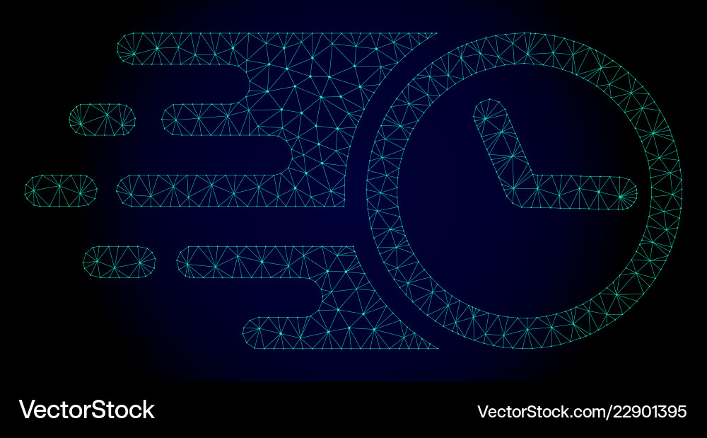 Clock polygonal frame mesh with fast motion Clock polygonal frame mesh with fast motion vector image
