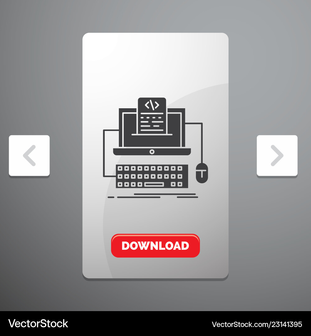 Code coding computer monoblock screen glyph icon Code coding computer monoblock screen glyph icon vector image
