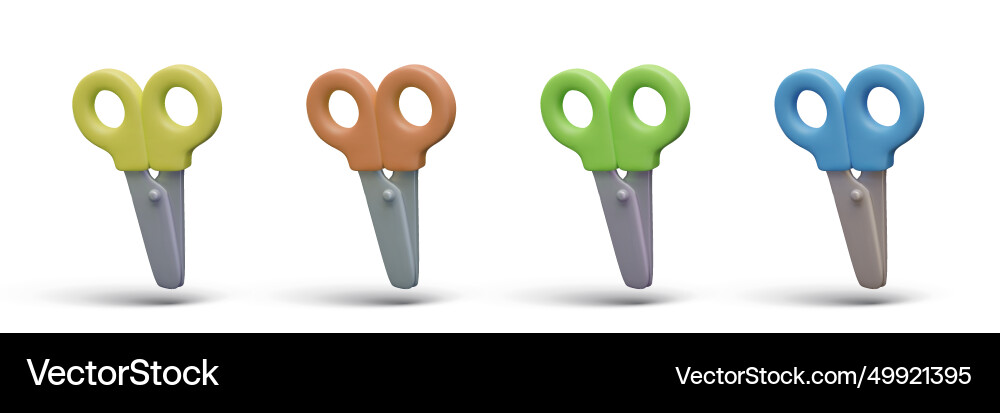 Collection of closed realistic scissors models Vector Image