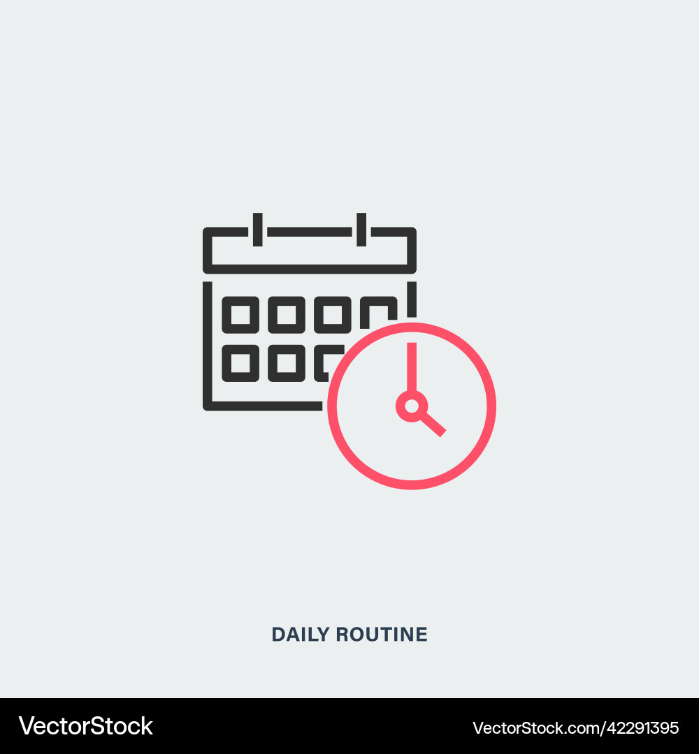 Daily routine linear icon outline calendar Daily routine linear icon outline calendar vector image
