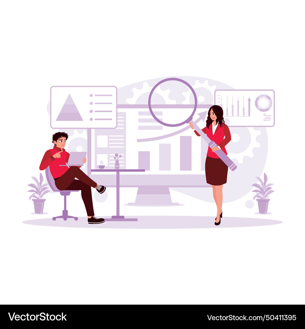 Display charts and graphs on a computer screen Vector Image