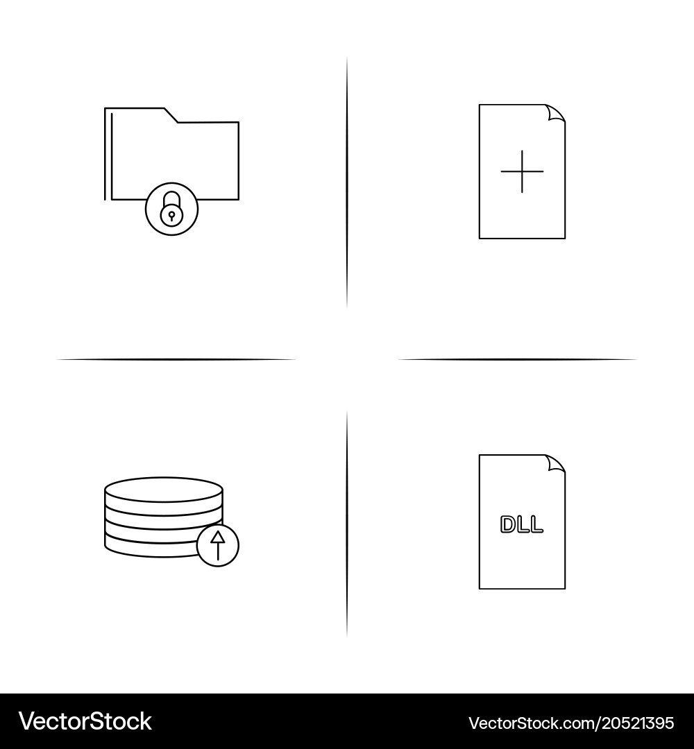 Files and folders sign simple linear icons set vector image