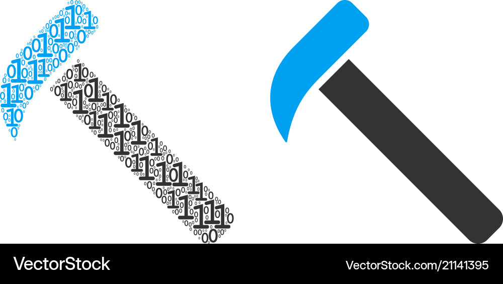 Hammer collage of binary digits Hammer collage of binary digits vector image