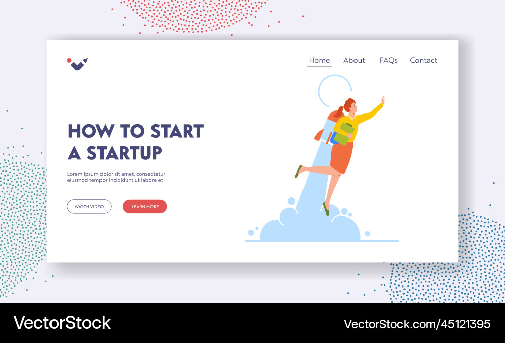 How to start a up landing page template How to start a up landing page template vector image