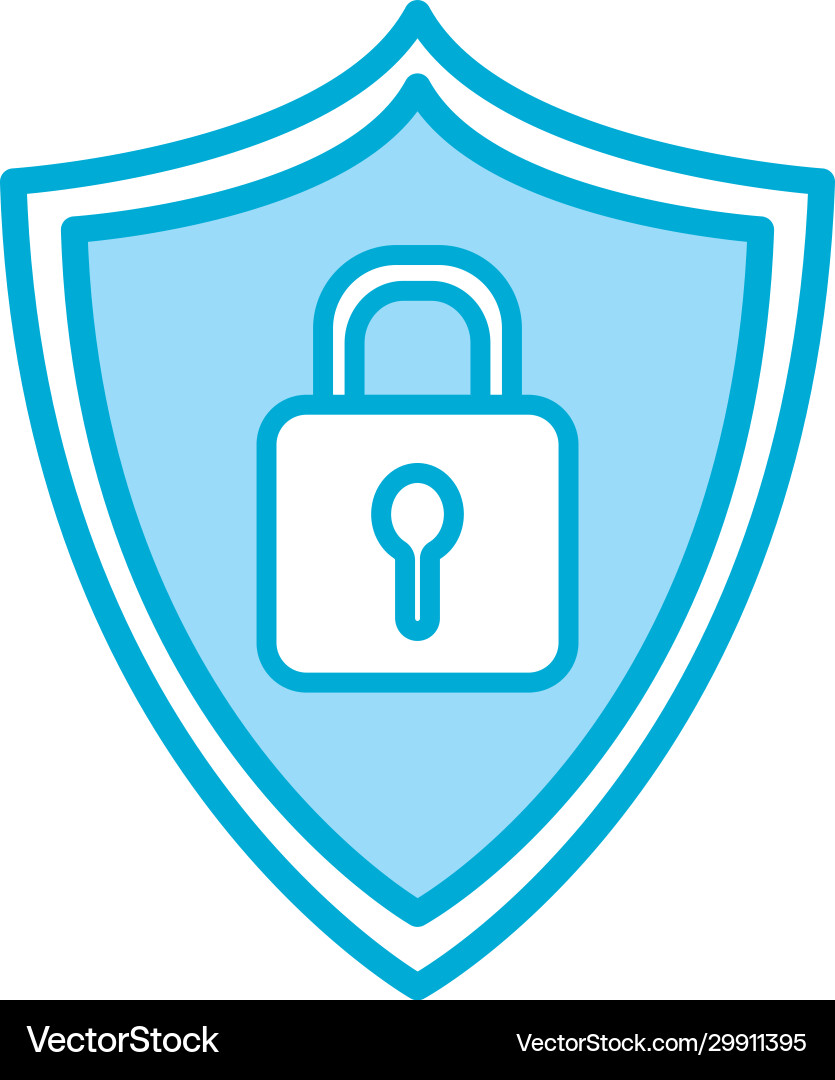 Isolated padlock inside shield line and fill style vector image