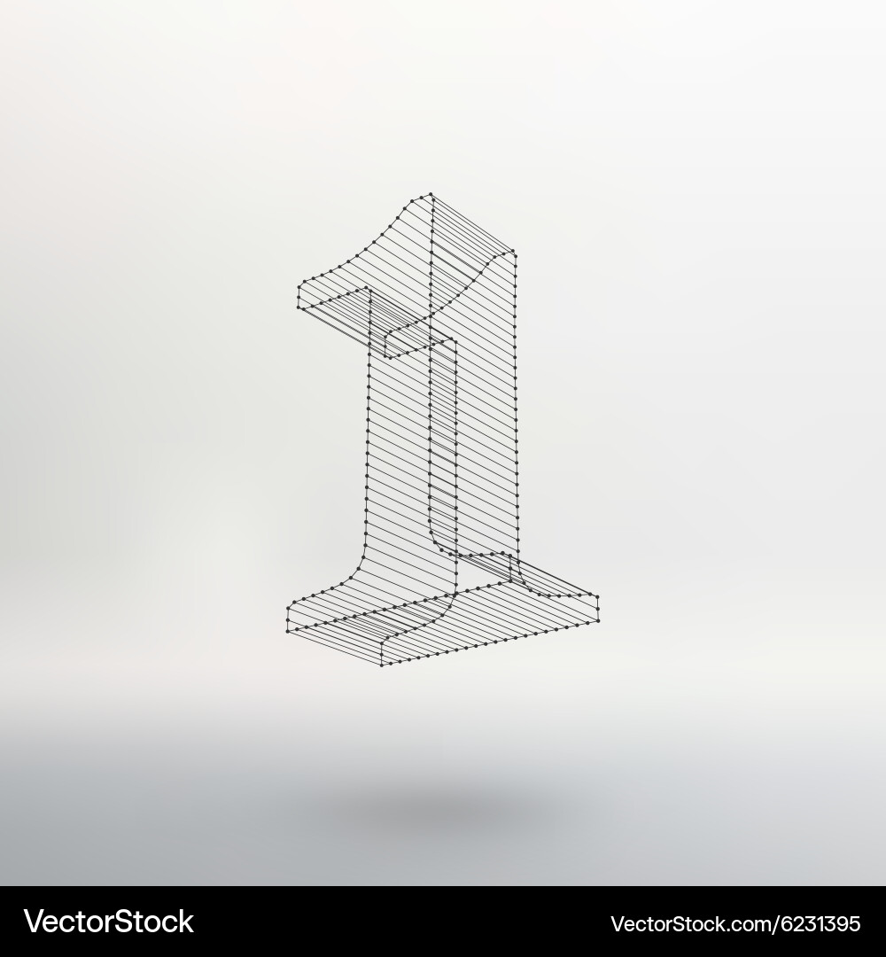 Low poly numbers font polygon number vector image