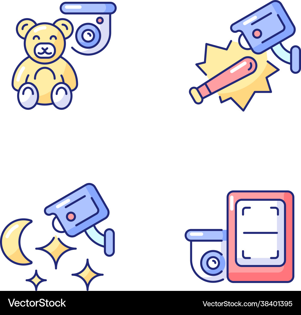 Security monitoring solution rgb color icons set Security monitoring solution rgb color icons set vector image