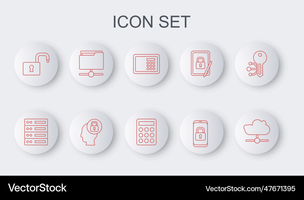 Set line network cloud connection server data Set line network cloud connection server data vector image