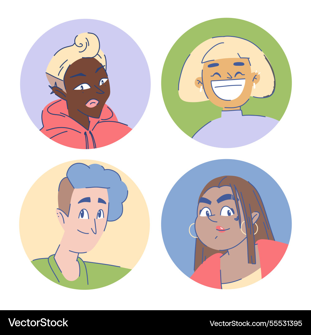 Set of character profile icons in round shapes Set of character profile icons in round shapes vector image