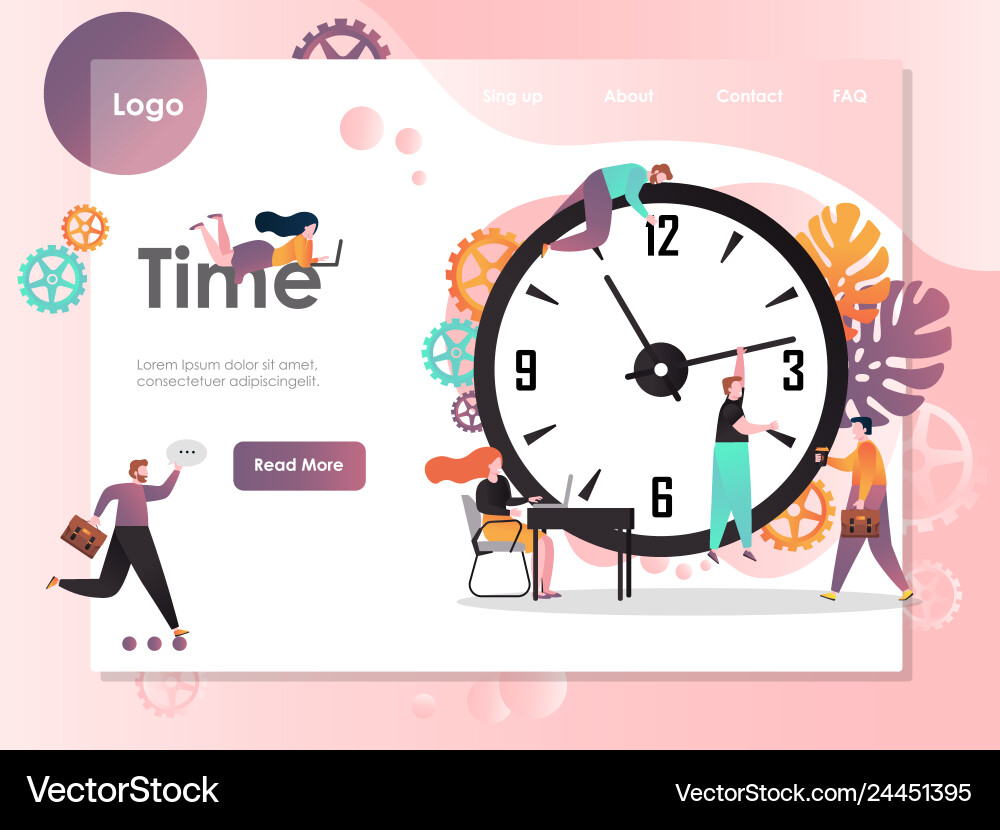 Time website landing page design template vector image