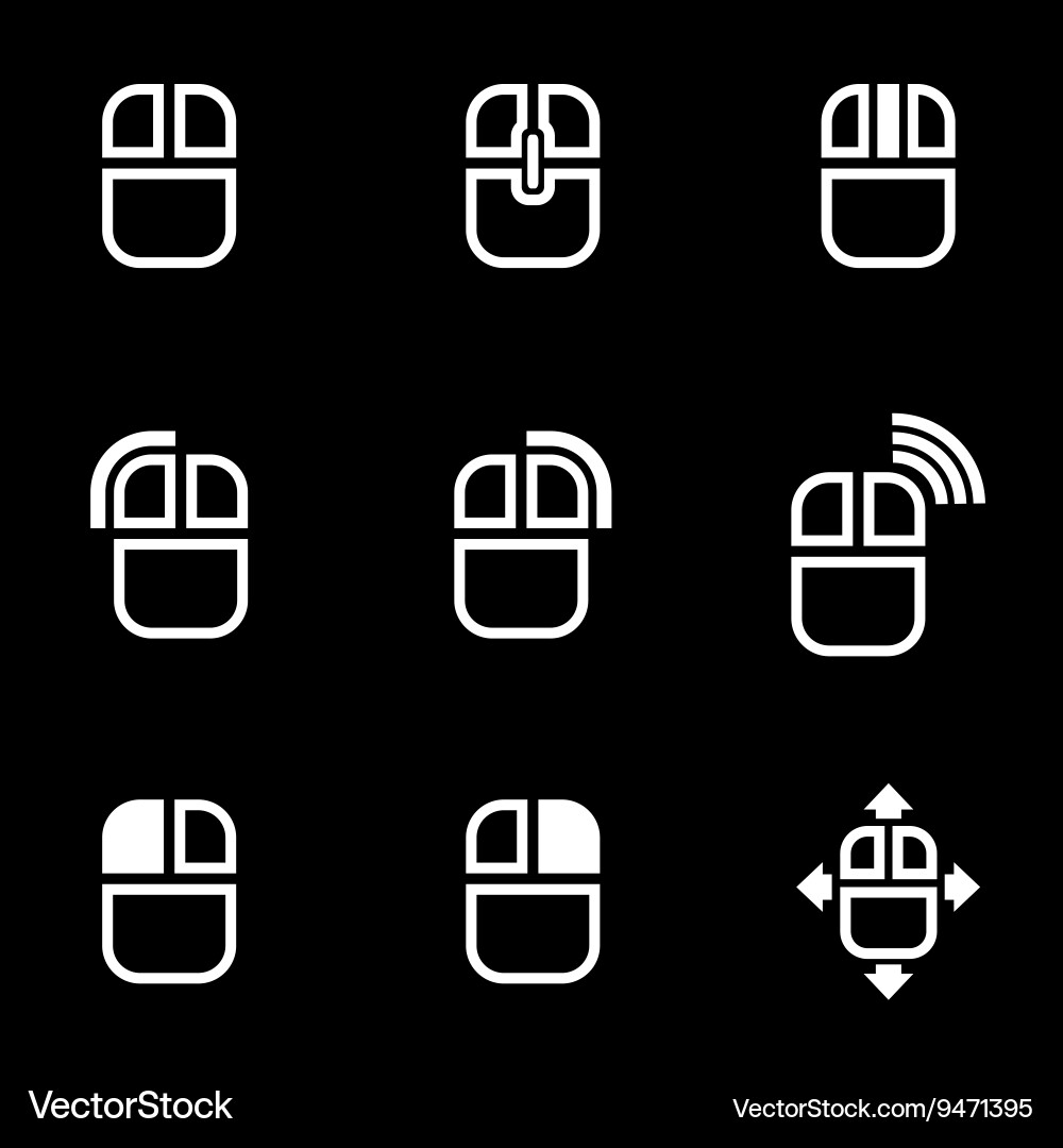 White computer mouse icon set Vector Image