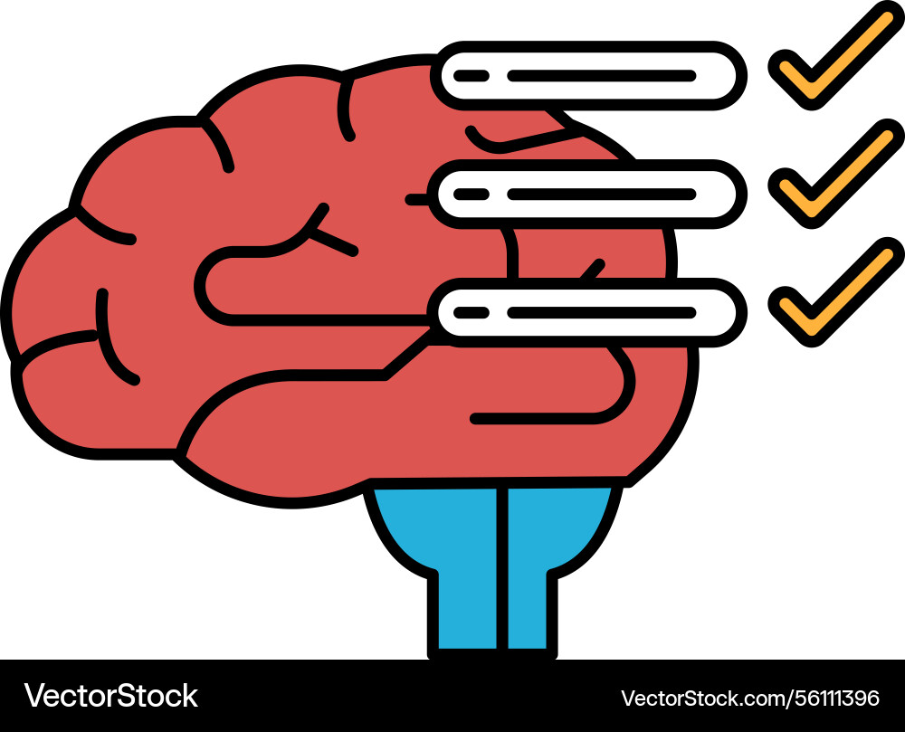A brain with check mark A brain with check mark vector image